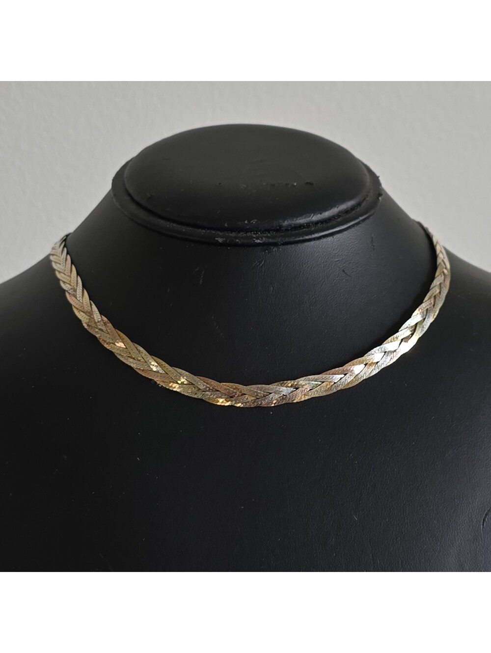 Vintage signed Italy Sterling Silver 925 Tricolor mesh 16” necklace